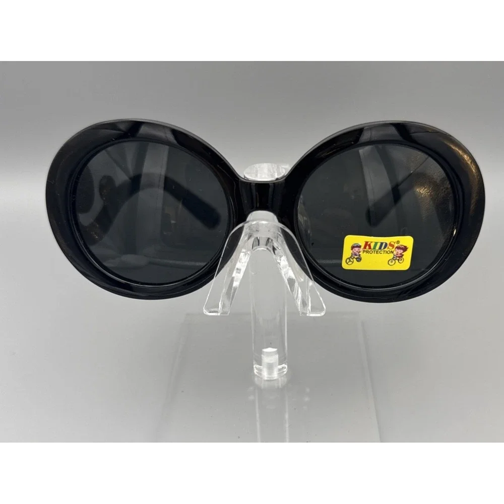 Kids OVERSIZED XXLarge Round Black Baroque Designer Sunglasses-